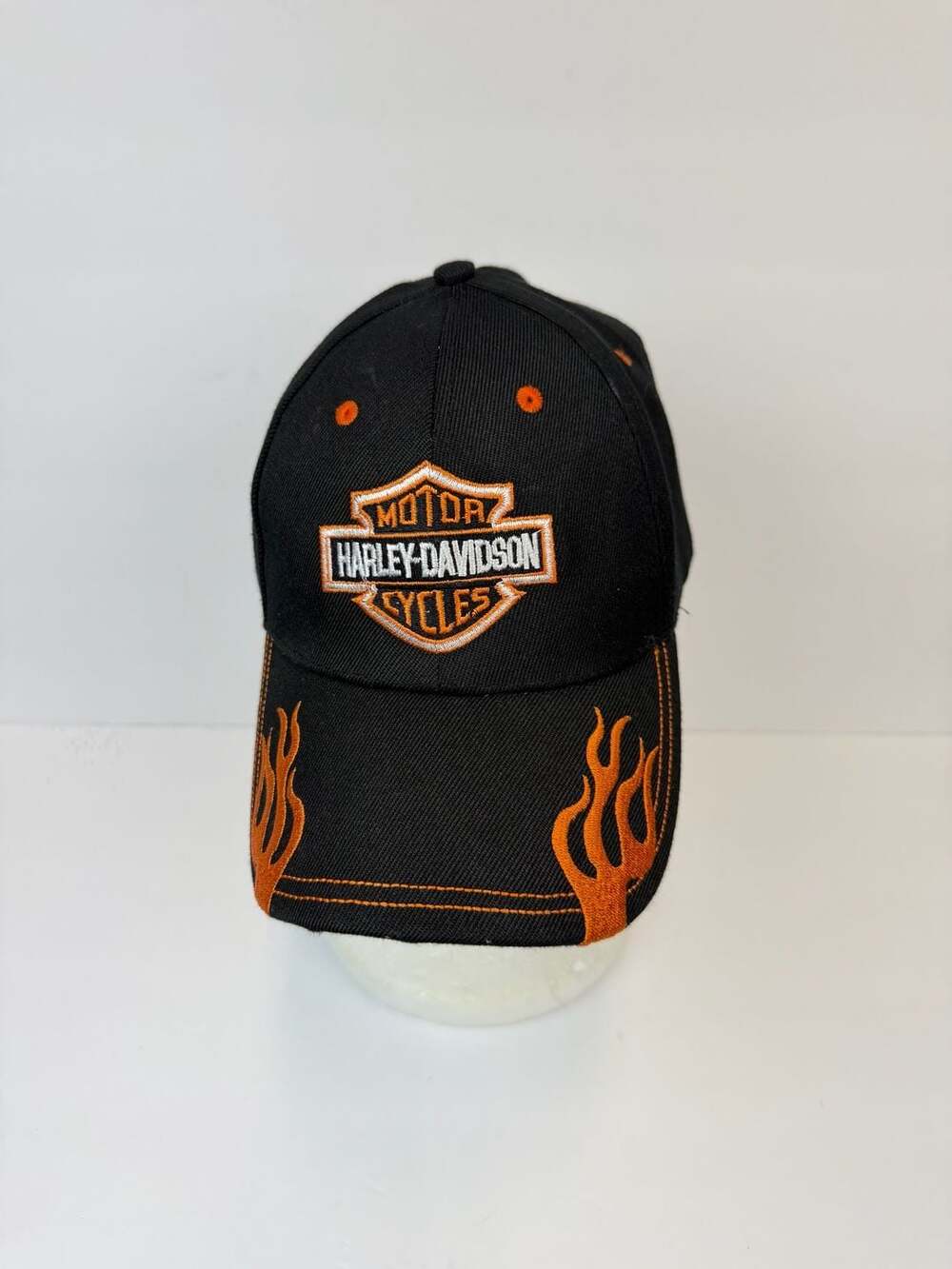 Harley Davidson Black and Orange Adjustable Baseball Cap Hat